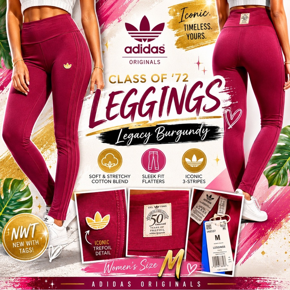 Adidas Originals Class of '72 Leggings Legacy Burgundy NWT Women’s Size Medium